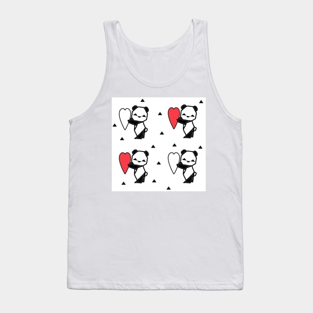 Origami Panda Heart Love Tank Top by tandre